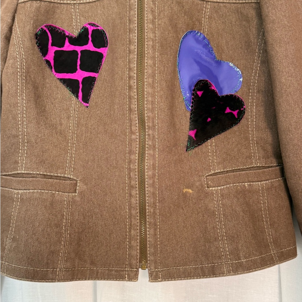 💜 Reworked Y2K Studded Denim Heart Set 💜 (Jacket + Skirt) - Picture 3 of 8
